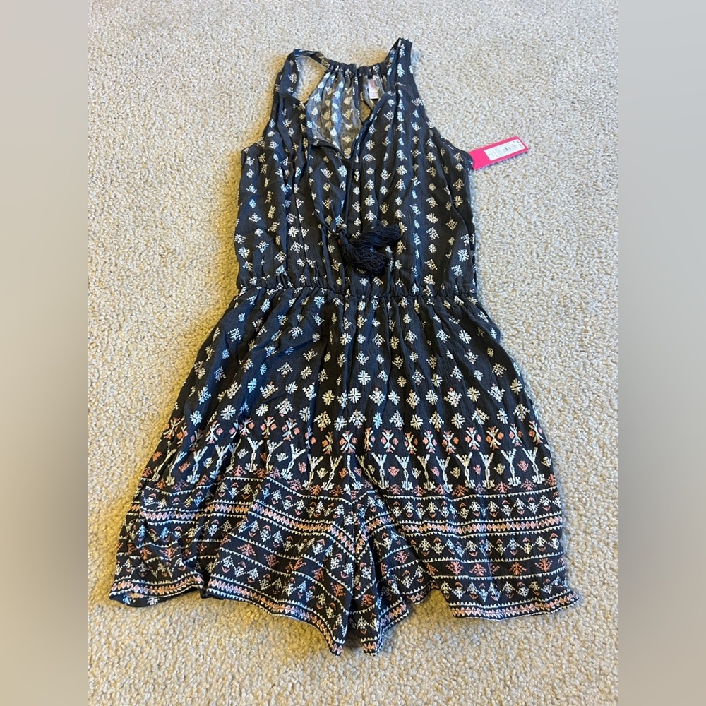 Xhilaration blue and White Geometric Romper